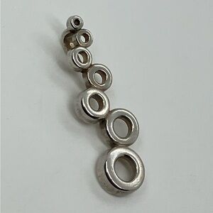 Vtg 925 Sterling Silver Bubbles / Circles Cutout Design Long Necklace Pendant